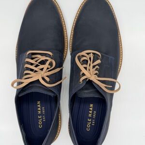 Cole Haan Men's Dark Blue Leather Oxfords